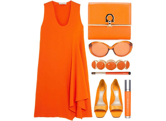 orange color themed wardrobe