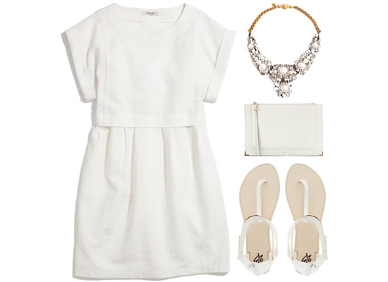 immaculate white dress and accessories