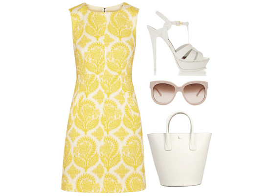 yellow and white dress and accessories