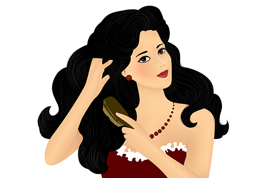 cartoon lady with thick black hair