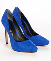 blue colored heeled shoes