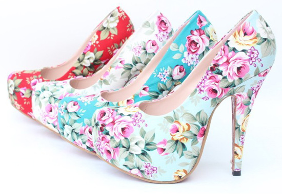 summer floral high heels