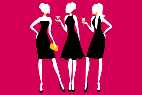 silhouette of women having cocktails