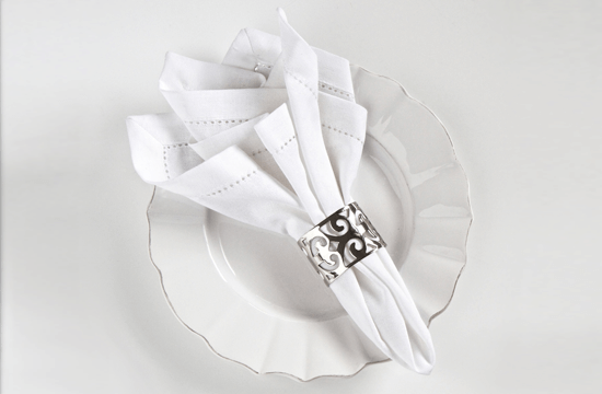 styled napkin in napkin ring