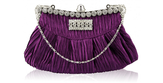 purple and silver embellished handbag