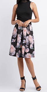 floral printed black skirt