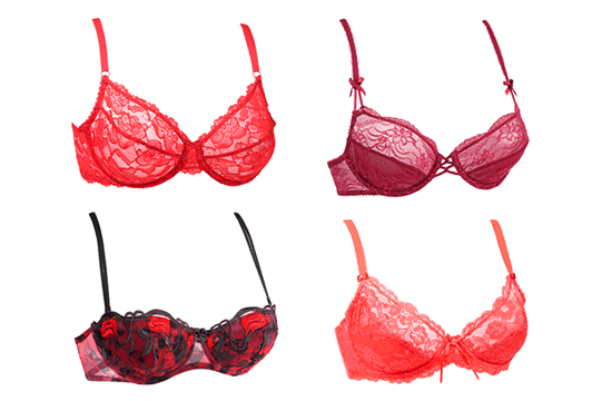 lace bras in shades of red