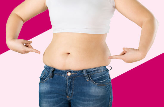woman with bulging tummy