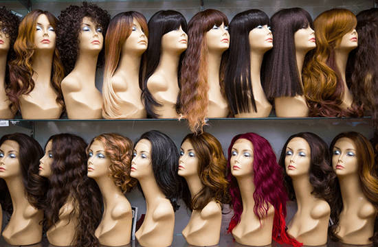 colored and styled wigs