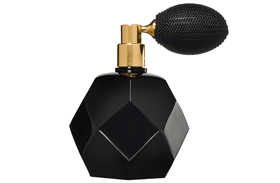 black bottle of perfume