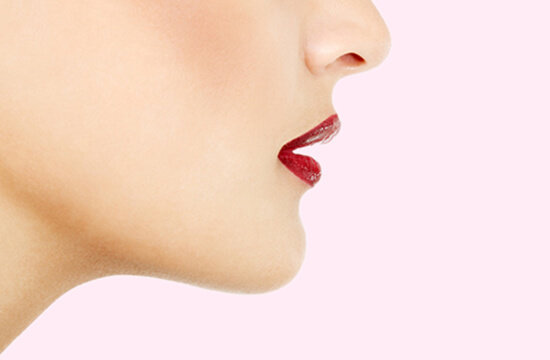 woman chin with red lipstick