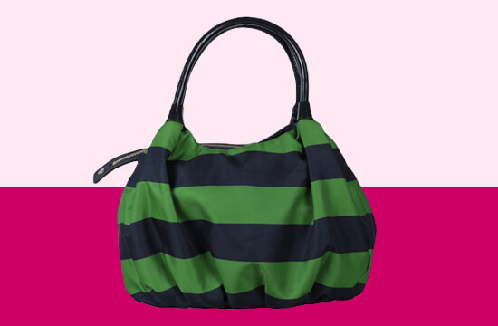 stripe green hand bag