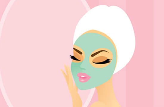 Illustration of woman in facial mask