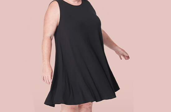 plus size woman in black dress