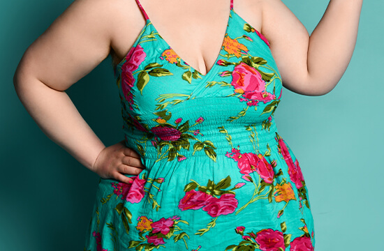 plus size woman in floral dress
