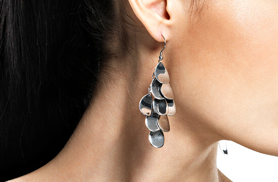 earrings on a woman