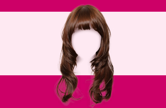 long brown wig with bangs