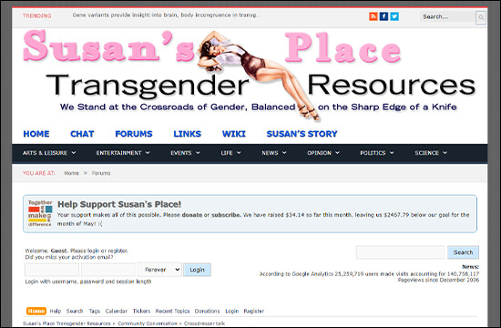 Susan's Place Transgender Resources - Crossdresser Talk Forum site