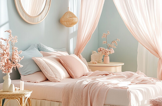 pink comfortable bedroom