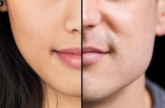 man and woman jawline